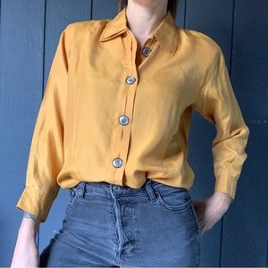 Vintage Sophisticates gold silk blouse Sz S
